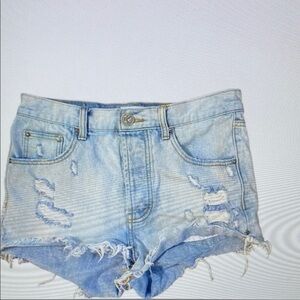 Women's Distressed Denim Athletic Shorts